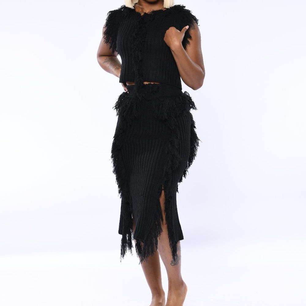 Cropped knit skirt set